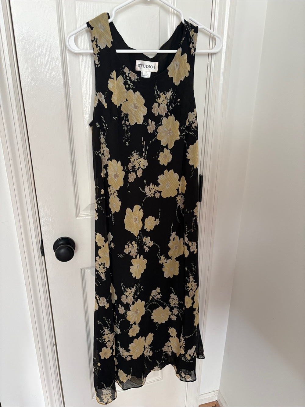 Studio I Black Dress with Cream Floral Print